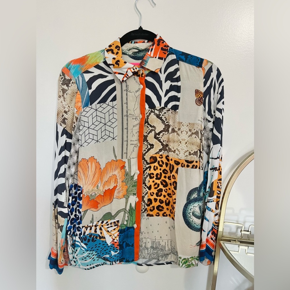 Multi print button down top